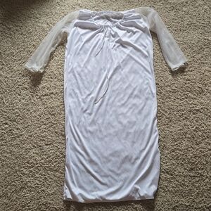 Elegant White Dress with Sheer Sleeves